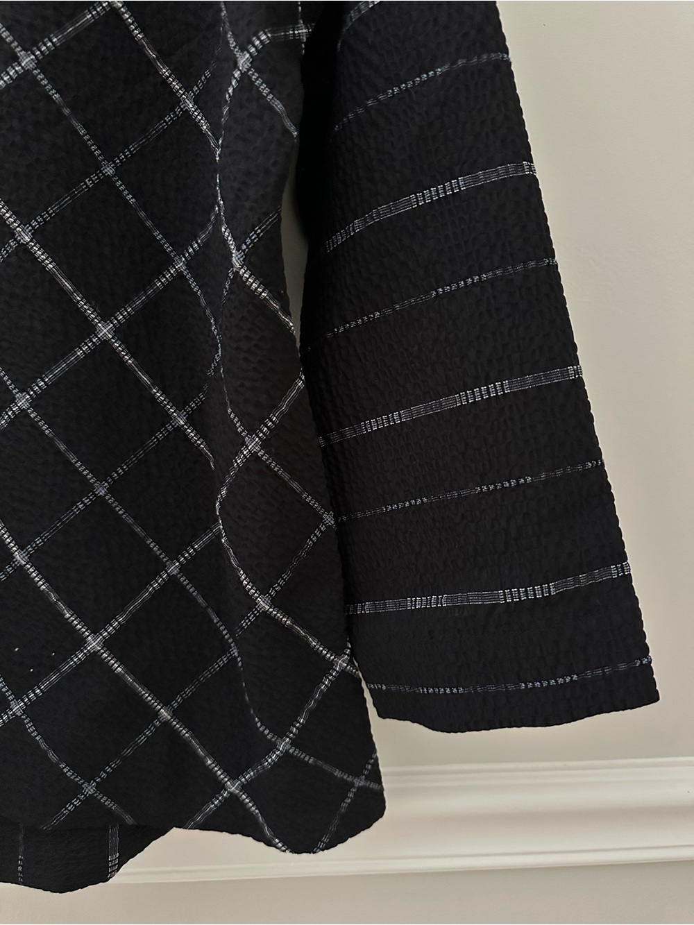 Habitat Textured Black Button-Front Jacket Top with White Windowpane Trim Small - Picture 4 of 7